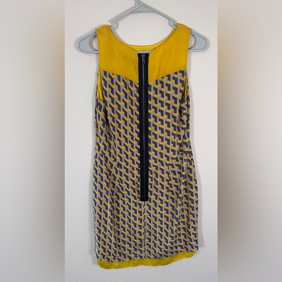 Rag & Bone Chelsea Yellow/blue Organza Sleeveless 100% Silk Mini Dress Sz 2 - Picture 7 of 8